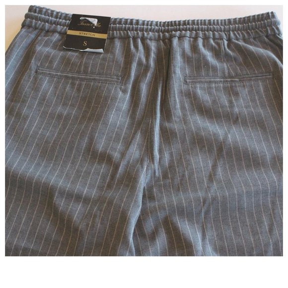 Tasso Elba Mens Stretch Lounge Pants Drawstring Pinstripe Gray S - Picture 7 of 8